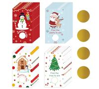PLIGREAT 120 Pcs Christmas Scratch Off Cards with Gold Stickers, Snowman Elk Santa Claus Raffle Ticket Xmas Tree DIY Blank Gift Certificates Christmas Party Cards for Small Business Party Favor Prize