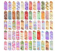PLIGREAT 120 Pcs Fruit Food Assorted Theme Scratch and Sniff Bookmarks, Watermelon French Fry Bookmarks with Sayings, Smelly Book Marker Bulk for Reading Rewards Student Book Lovers Friends Gifts
