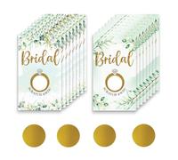PLIGREAT 120 Pcs Glitter Ring Scratch Off Cards with Stickers Botanical Eucalyptus Make Your Own Scratch Ticket DIY Coupon Raffle Cards for Bridal Shower Wedding Party Supplies
