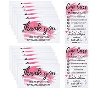 PLIGREAT 120 Pcs Tumbler Care Instructions Cards Cups Care Tips Card Double-Side Printing Thank-You Card Customer Washing Directions Card for Handmade Mugs Online Shop Owner Gift Package Insert Card