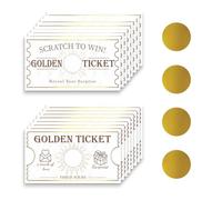 PLIGREAT 120 Pcs White Gold Ticket Scratch Off Cards DIY Blank Gift Certificates Scratchs Off Tickets Write Your Own Gift Reveal Card for Small Business Wedding Party Reveal Voucher Raffle Gift