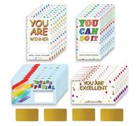 PLIGREAT 120 Pieces Motivational Phrases Scratch Off Cards Rainbow Color Blank Gift Certificates Scratch Cards Reward Tickets for Students Teacher Nursery School Supplies, 4 Styles