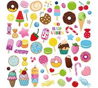 PLIGREAT 136 Pcs Colorful Candy Ice Cream Donut Wall Stickers Removable Vinyl Peel and Stick Wall Decals for Dessert Shop Bakery Cake Store Kitchen Cabinet Window Wall Decoration DIY Wall Art Decor