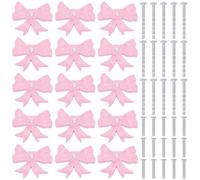 PLIGREAT 15 Pack Pink Bow Cabinet Knobs Alloy Furniture Knobs with 30 Screws Decorative Drawer Pulls Handles for Home Bedroom Kitchen Cabinets Dresser Hardware Cupboard Door