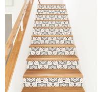PLIGREAT 15 Pcs Kabbalah Pattern Stair Riser Decals, Peel and Stick Stair Stickers for Steps 7.1"x39"/18x100cm Self-Adhesive Vinyl Vintage Art Style Staircase Murals Decor for Home Hotel