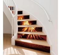 PLIGREAT 15 Strips Bonfire Style Stair Stickers, Peel and Stick DIY Stair Riser Decals for Steps 18x100cm Self-Adhesive Vinyl Creative Art Staircase Murals for Home Hotel Decorative