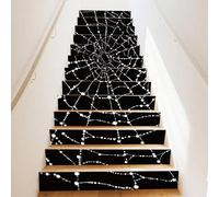 PLIGREAT 15 Strips Creative Cobweb Pattern Stair Decals Peel and Stick Stair Riser Stickers Halloween Murals Decor for Steps 7.1"x39"/18x100cm Self-Adhesive Stair Riser Decals for Home Hotel Decor