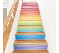 PLIGREAT 15 Strips Gradient Color Stair Riser Decals, Peel and Stick Stair Stickers for Steps 18x100cm Self-Adhesive Vinyl Colorful Art Staircase Murals for Home Hotel Decorative
