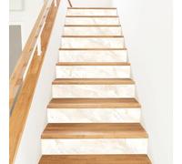 PLIGREAT 15 Strips Mordern Style Stair Riser Decals, Peel and Stick Stair Stickers for Steps 18x100cm Self-Adhesive Vinyl White Gold Marble Staircase Murals for Home Hotel Decorative
