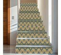 PLIGREAT 15 Strips Totem Pattern Stair Decals Peel and Stick Stair Riser Stickers Retro Style Murals Decor for Steps 18x100cm Self-Adhesive Stair Riser Decals for Home Hotel Decor
