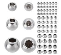 PLIGREAT 150 Pcs Memory Wire End Caps Mixed Bulk Stainless Steel Cord End Caps 3mm 4mm 5mm Round Half Drilled Beads for DIY Bracelet Necklace Earrings Jewelry Making