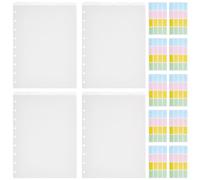PLIGREAT 16 Pcs Semi-Transparent B5 Blank Top Index Dividers Disc Notebook Binder Dividers with 160 Pcs Colorful Rectangle Labels Stickers for Happy Planner Calendar Office Binder Tabs