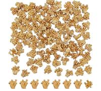 PLIGREAT 160 Pieces Flower Pistil Shapes Findings 6.5x6.8mm Alloy Gold Stamen for Jewelry Making Blossom Connection Charm Bulk Bead Caps Accessory for DIY Earrings Bracelet Necklace Crafts