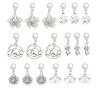 PLIGREAT 18 Pcs Sunflower Zipper Pull, Flower Metal Zipper Pendant Replacement Rose Lotus Zipper Pull Decoration for Jacket Luggage Bag Tailor Shop Accessories Fashion Metal Slider