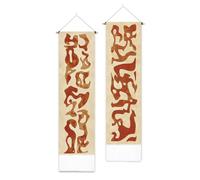 PLIGREAT 2 Pack Abstract Wall Tapestry with Tassels, 52" x 13" Aesthetic Wall Hanging Red Vertical Home Art Tapestry for Bedroom Living Room Bathroom Long Narrow Wall Hanging Art Decor