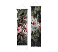 PLIGREAT 2 Pack Bats and Raspberries Pattern Vertical Tapestry Lifelike Aesthetic Wall Hanging for Bedroom Living Room Home Decor Long Narrow Art Tapestry with Tassels, 52" x 13"/130 x 33cm