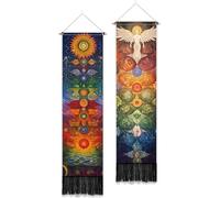 PLIGREAT 2 Pack Chakra Tapestry Meditation Wall Hanging Tapestry for Bedroom Bathroom Living Room Dorm Room Long Narrow Wall Hanging Home Office Art Decor