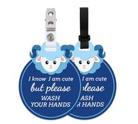 PLIGREAT 2 Pack Cute Sheep Shape Don't Touch Baby Sign Shower Gifts Stop Touching Baby Sign Hang Tags for Newborn Baby Girls Boys Preemies Baby Carrier Stroller Car Seat Carrycot Hanging Reminder Tag