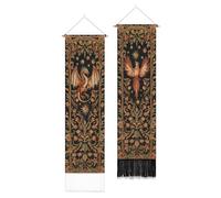 PLIGREAT 2 Pack Dragon and Phoenix Totems Wall Tapestry Vintage Aesthetic Vertical Wall Hanging for Bedroom Living Room Home Decor Long Narrow Art Tapestry with Tassels, 52" x 13"/130 x 33cm