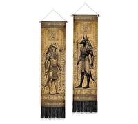 PLIGREAT 2 Pack Egyptian Gods Vertical Tapestry, Ancient Egypt Theme Long Narrow Wall Tapestry Aesthetic Wall Hanging for Bedroom Living Room Bathroom Hallway Home Decorations, 130 x 33cm