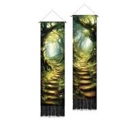 PLIGREAT 2 Pack Forest Path Wall Tapestry, Dreamy Trails Long Vertical Tapestry Aesthetic Wall Hanging with Tassels for Bedroom Living Room Bathroom Home Art Decor Housewarming Gift, 130 x 33cm