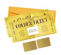 PLIGREAT 2 Pack Four Leaf Clover Golden Ticket Scratch Off Card with Envelope DIY Your Own Surprise Reveal Cards Scratch Off Tickets with Stickers for Birthday Voucher Raffle Gift Party Supplies