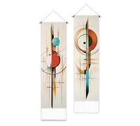 PLIGREAT 2 Pack Geometric Art Wall Hanging, Vintage Tapestry with Tassel Vertical Mid Century Modern Long Narrow Tapestry Aesthetic Wall Tapestry for Bedroom Living Room Bathroom Home Office Decor
