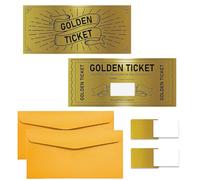 PLIGREAT 2 Pack Golden Ticket Scratch Off Cards with Envelopes DIY Coupon Cards Tickets with Stickers for Birthday Holiday Voucher Raffle Gift Party Supplies