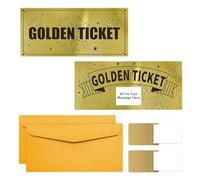 PLIGREAT 2 Pack Golden Ticket Scratch Off Cards with Envelopes Fireworks Design DIY Your Own Surprise Reveal Cards Scratch Off Tickets with Stickers for Birthday Voucher Raffle Gift Party Supplies