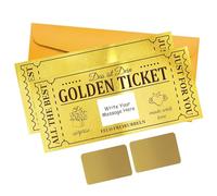 PLIGREAT 2 Pack Golden Ticket Scratch Off Cards with Envelopes Love Heart Design DIY Your Own Surprise Reveal Cards Scratch Off Tickets with Stickers for Birthday Voucher Gift Party Activity Supplies