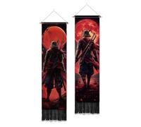 PLIGREAT 2 Pack Japan Samurai Wall Tapestry Japanese Style Vertical Wall Hanging with Tassels Decorative Aesthetic Long Tapestry for Bedroom Living Room Home Decorations, 130 x 33cm