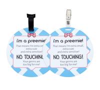 PLIGREAT 2 Pack No Touching Signs for Baby Car Seat, Carriers, Stroller Tags with Hanging Strap and Clip