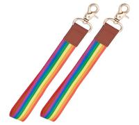 PLIGREAT 2 Pack Rainbow Wrist Lanyard Keychains LGBT Pride Flag Keychain Gay Rainbow Flag Lanyard for Keys, Backpack, Cars, Luggages LGBTQ Accessories