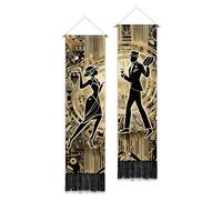 PLIGREAT 2 Pack Retro Music Vertical Tapestry Elegant Dance Aesthetic Wall Hanging for Bedroom Bathroom Living Room Long Narrow Wall Hanging Dorm Room Home Art Decor
