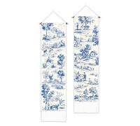PLIGREAT 2 Pack Retro Wall Hangings, French Countryside Sketch Tapestry with Tassels Vertical Wall Tapestry for Bedroom Living Room Home Decor Long Narrow Art Tapestries, 52" x 13"/130 x 33cm