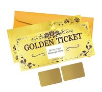 PLIGREAT 2 Pack Rose Golden Ticket, Scratch Off Cards with Envelopes Double Print Surprise Reveal Card DIY Coupon Cards for Birthday, Holiday, Voucher Raffle Gift, Party Supplies