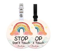 PLIGREAT 2 Pack Stop Dont Touch Baby Signs No Touching Baby Car Seat Sign for Baby Girls Boys Preemies Shower Gifts Baby Carrier Prams Carrycot Decor Stroller Hanging Sign Hangtags, Dream Rainbow