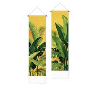 PLIGREAT 2 Pack Tropical Leaves Long Tapestry, Green Plants Art Vertical Wall Tapestry Aesthetic Long Narrow Wall Hanging for Bedroom Living Room Bathroom Office Home Decorations, 130 x 33cm