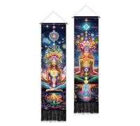 PLIGREAT 2 Pack Vertical Tapestry with Tassels Chakra Yoga Style Wall Hanging for Bedroom Bathroom Living Room Warm Long Narrow Wall Hanging Dorm Room Home Art Decor, 52" x 13"/130 x 33cm