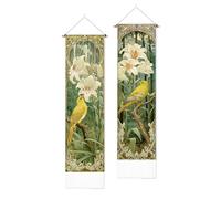 PLIGREAT 2 Pack Vintage Long Tapestry, Flowers Birds Art Vertical Wall Tapestry Aesthetic Long Narrow Wall Hanging for Bedroom Living Room Bathroom Office Home Decorations, 130 x 33cm