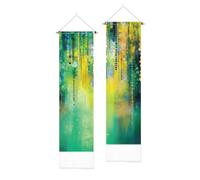 PLIGREAT 2 Pack Watercolor Flower Tapestry Painting Wall Hanging with Tassels Vertical Abstract Wall Tapestry for Bedroom Living Room Long Narrow Wall Hanging Home Nature Art Decor, 46" x 13"