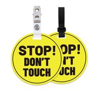 PLIGREAT 2 Pack Yellow Stop Don't Touch Baby Car Seat Sign for Newborn Baby | No Touching or Kissing Baby Reminder Signage, Stroller Tag with Hanging Straps and Clip, Please Do Not Touch Baby Signs