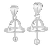 PLIGREAT 2 Pcs 925 Sterling Silver Pendant Charms, Beadable Planet Connector Clasp Charm 8/10mm Inner Diameter Bail Clip Pendants for DIY Jewelry Necklace Craft Making