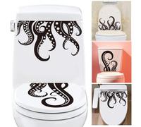 PLIGREAT 2 Pcs Octopus Tentacles Toilet Sticker, Black Tentacles Toilet Seat Lid Stickers Removable Self-Adhesive Sea Creature Wall Decals for Bathroom Bathtubs Cover Decor WC Restroom