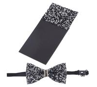 PLIGREAT 2 Pcs Rhinestone Bow Tie Set for Men, Sparkle Prefolded Pocket Squares Glitter Pre-tied Bow Ties for Prom Wedding Party Suit Jacket Accessories, Black