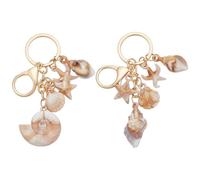 PLIGREAT 2 Pcs Seashell Charms Keychain, Conch Beach Themed Accessories for Tote Bag Purse Decor Handbag Backpack Handbag Backpack Ornament Women Men Birthday Gift