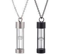 PLIGREAT 2 Pcs Stainless Steel Hourglass Bottle Pendant, Glass Vial Necklace Pendants Memory Wish Bottle Charms with Chains for Jewelry Making DIY Decoration