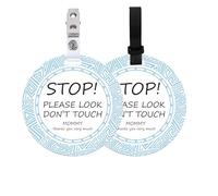 PLIGREAT 2 Pcs Stop Touching Baby Signs Blue Please Dont Touch Baby Hanging Signs Plaques for Newborn Baby Girl Boy Preemie Car Seat Baby Carriers Stroller Tags with Hanging Strap and Clip