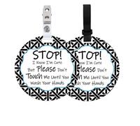 PLIGREAT 2 Pcs Stop Touching Baby Signs Please Dont Touch Me Hanging Signs Plaques for Newborn Baby Girl Boy Preemie Car Seat Baby Carriers Stroller Tags with Hanging Strap and Clip