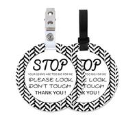 PLIGREAT 2 Sets Black White Weaving Pattern Please Don't Touch Baby Sign for Newborn Baby Girls Boys Stop Touching Baby Reminder Signage for Baby Carrier Prams Stroller Hanging Sign Hangtags